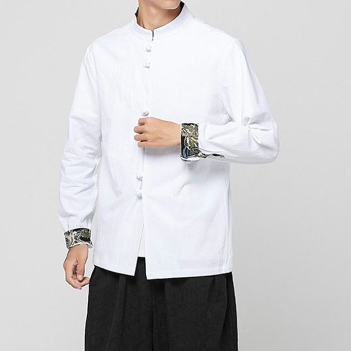 Buddha Stones Chemise à manches longues en coton pour homme, à poignets boutonnés et motif dragon - image 9