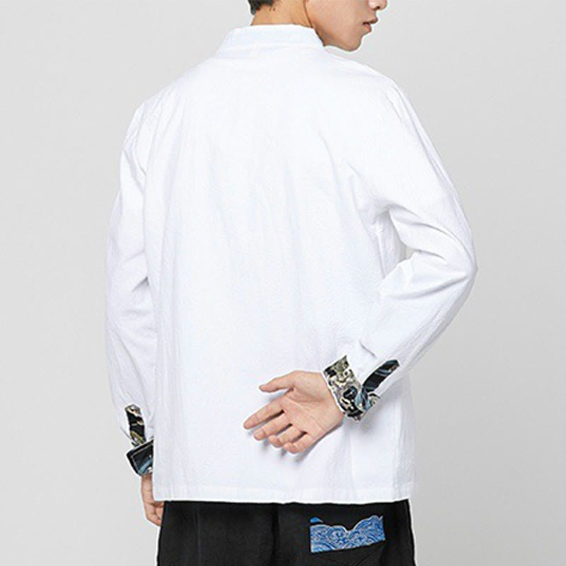 Buddha Stones Chemise à manches longues en coton pour homme, à poignets boutonnés et motif dragon - image 11