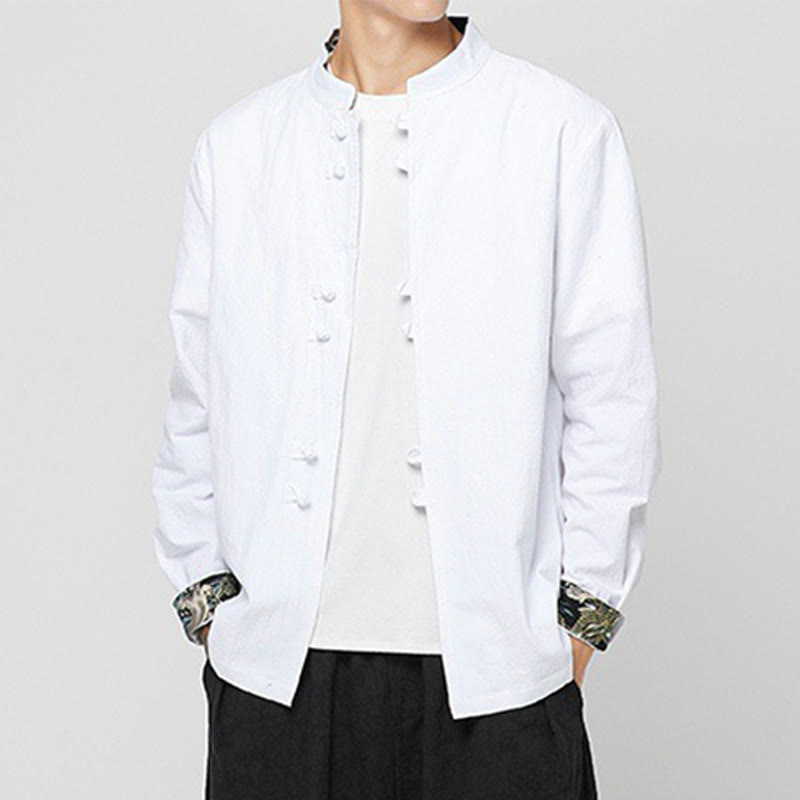 Buddha Stones Chemise à manches longues en coton pour homme, à poignets boutonnés et motif dragon - image 10