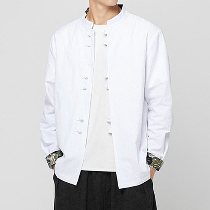 Buddha Stones Chemise à manches longues en coton pour homme, à poignets boutonnés et motif dragon - image 10