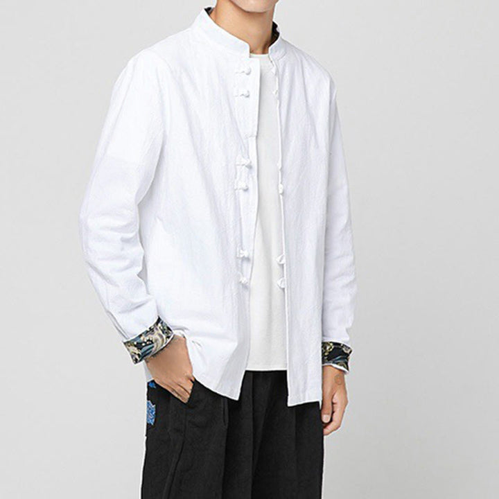Buddha Stones Chemise à manches longues en coton pour homme, à poignets boutonnés et motif dragon - image 7