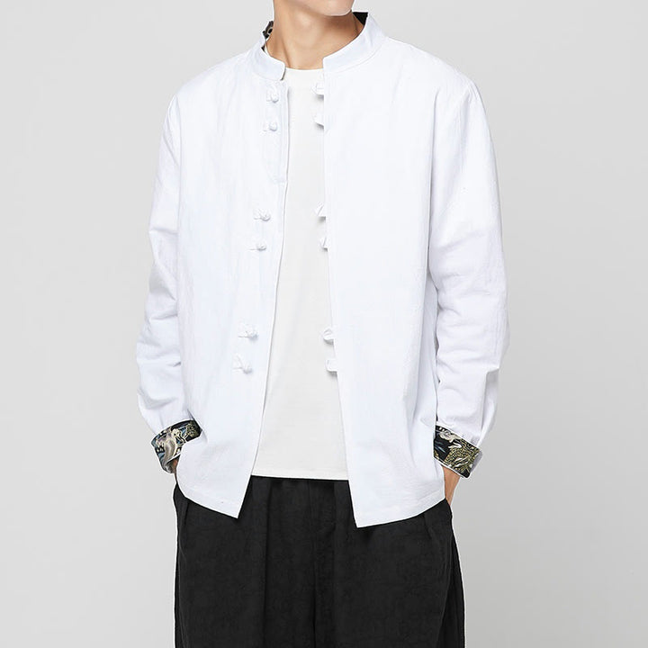 Buddha Stones Chemise à manches longues en coton pour homme, à poignets boutonnés et motif dragon - image 12