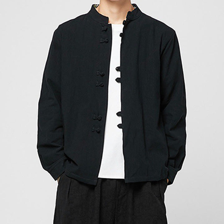 Buddha Stones Chemise à manches longues en coton pour homme, à poignets boutonnés et motif dragon - Noir - US/UK/AU46，EU56 (5XL) - image 13