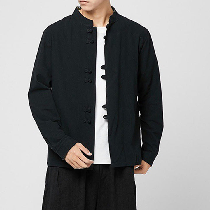 Buddha Stones Chemise à manches longues en coton pour homme, à poignets boutonnés et motif dragon - image 14
