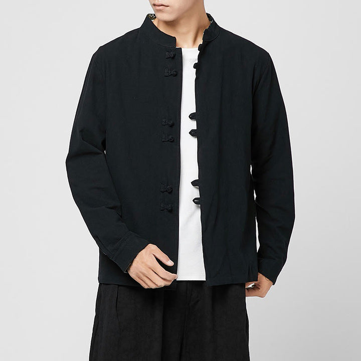 Buddha Stones Chemise à manches longues en coton pour homme, à poignets boutonnés et motif dragon - image 16