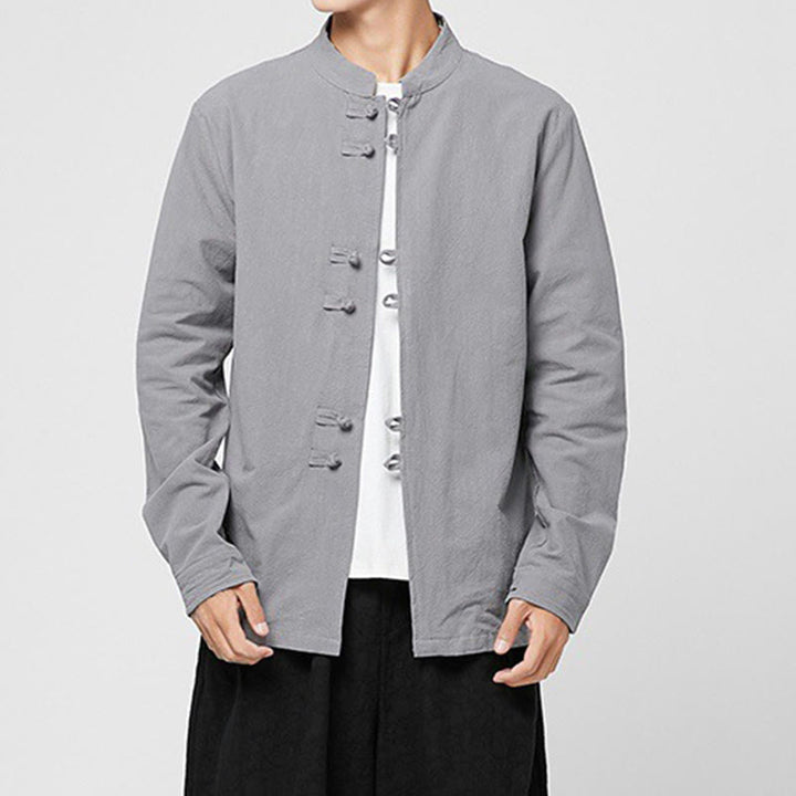 Buddha Stones Chemise à manches longues en coton pour homme, à poignets boutonnés et motif dragon - Gris foncé - US/UK/AU46，EU56 (5XL) - image 19