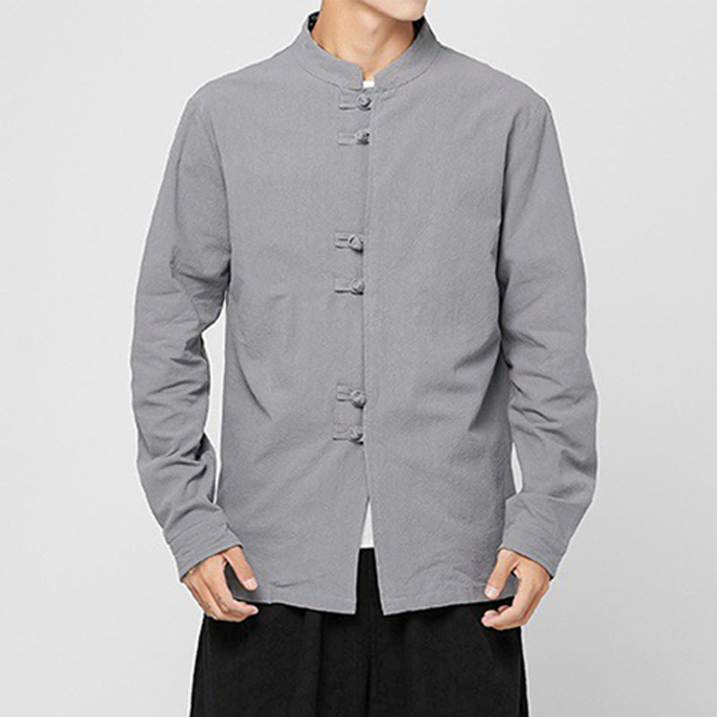 Buddha Stones Chemise à manches longues en coton pour homme, à poignets boutonnés et motif dragon - image 21