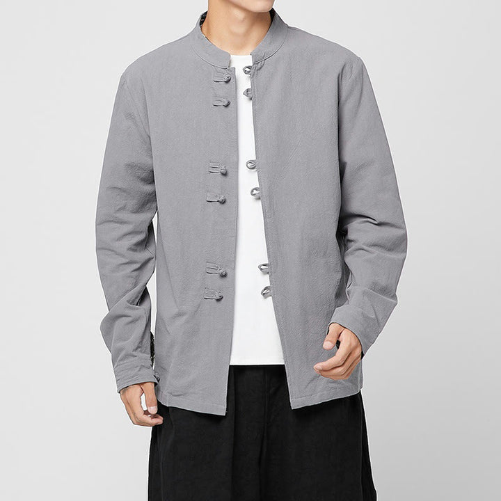 Buddha Stones Chemise à manches longues en coton pour homme, à poignets boutonnés et motif dragon - image 20