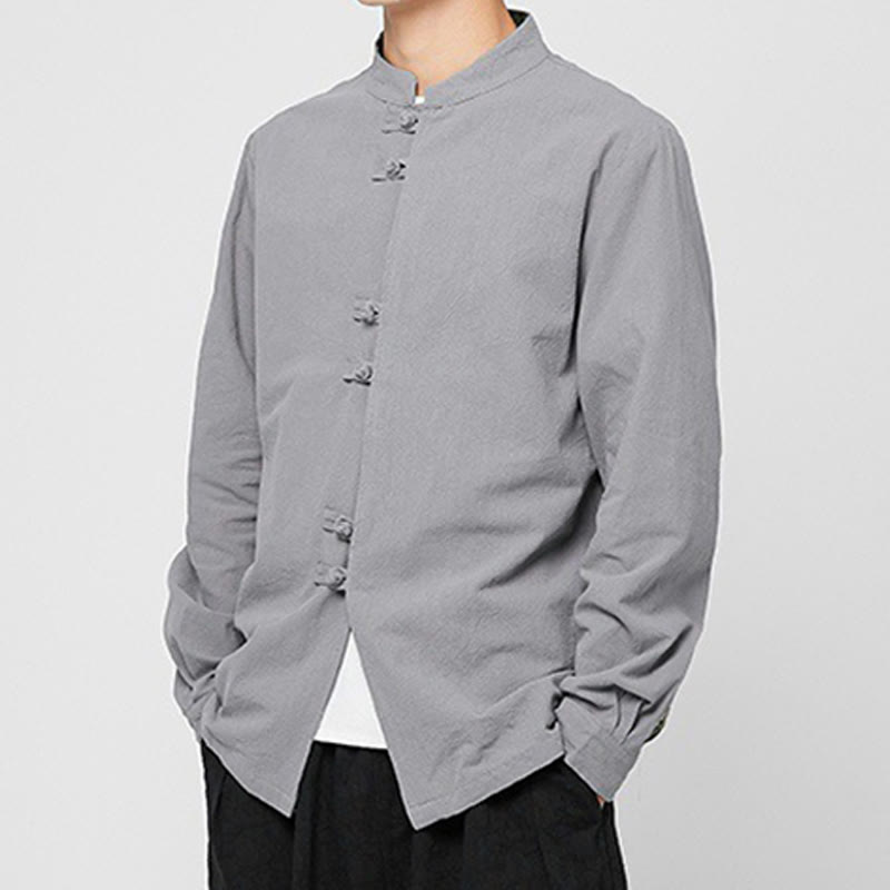 Buddha Stones Chemise à manches longues en coton pour homme, à poignets boutonnés et motif dragon - image 25