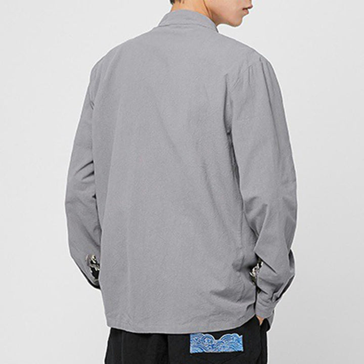 Buddha Stones Chemise à manches longues en coton pour homme, à poignets boutonnés et motif dragon - image 24