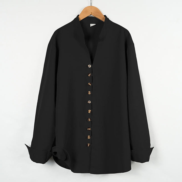 Chemise homme à manches longues et boutons de couleur unie avec Buddha Stones - Noir - US/UK/AU46，EU56 (3XL) - image 16