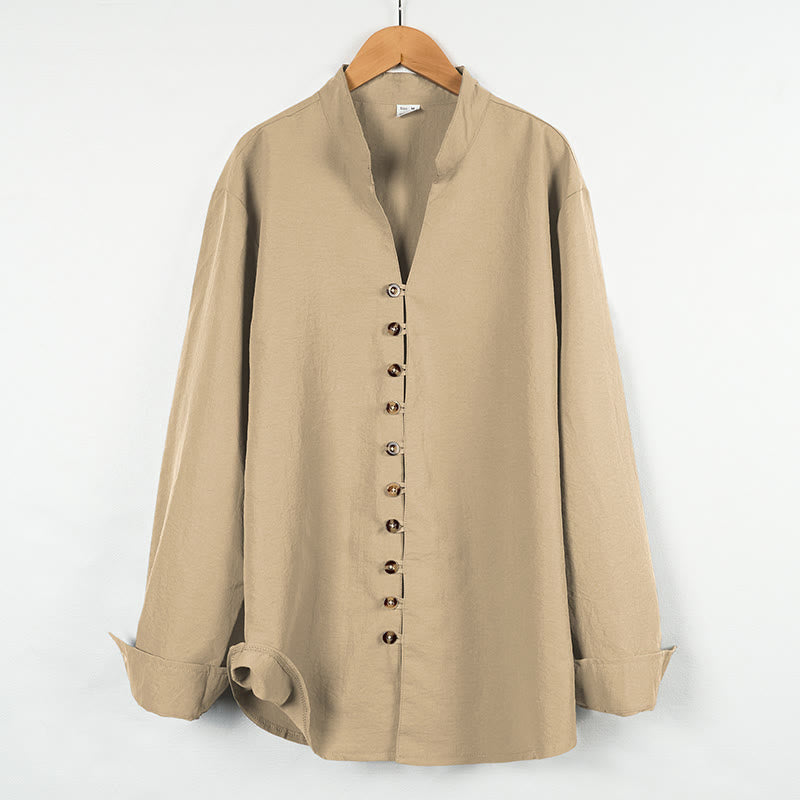 Chemise homme à manches longues et boutons de couleur unie avec Buddha Stones - Blé - US/UK/AU46，EU56 (3XL) - image 5