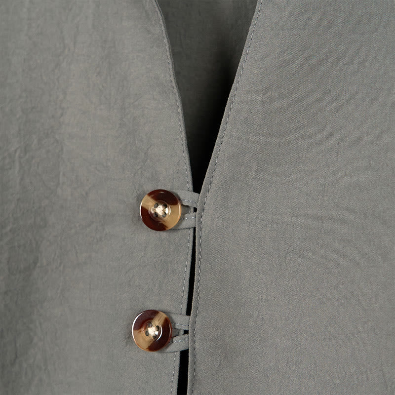 Chemise homme à manches longues et boutons de couleur unie avec Buddha Stones - image 3