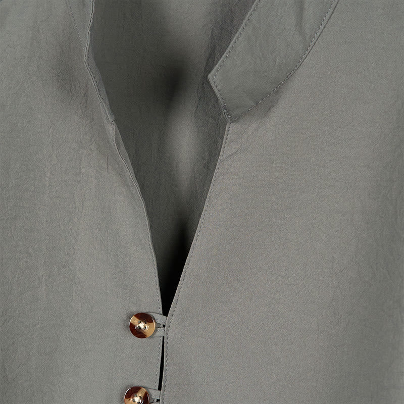 Chemise homme à manches longues et boutons de couleur unie avec Buddha Stones - image 2