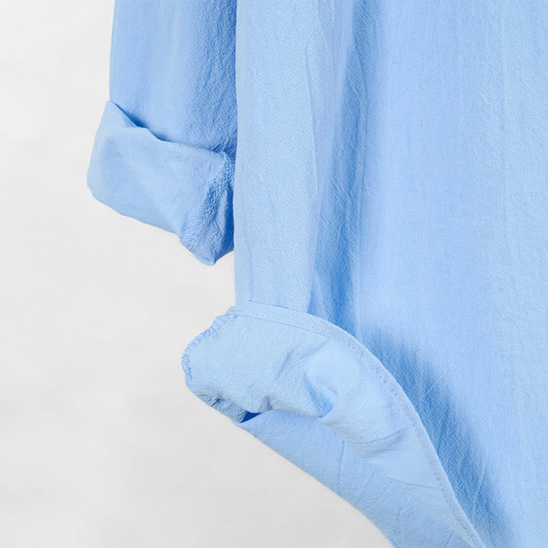 Chemise à capuche et manches longues en coton pour homme, couleur unie, motif Buddha Stones, demi-boutons, automne - image 4