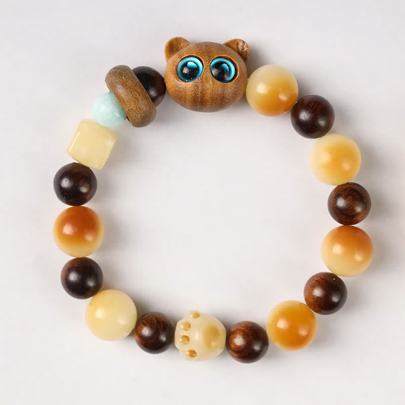 Bracelet porte-bonheur en bois de santal avec graines de Bodhi naturelles et Buddha Stones, tête de chat mignon et porte-bonheur, griffe de paix - image 2