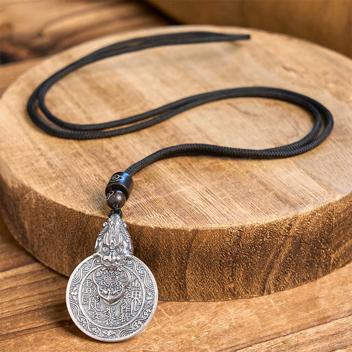 Buddha Stones Collier pendentif harmonie Pixiu en cuivre, motif Bagua, représentant des fantômes des montagnes dépensant de l'argent. - image 4