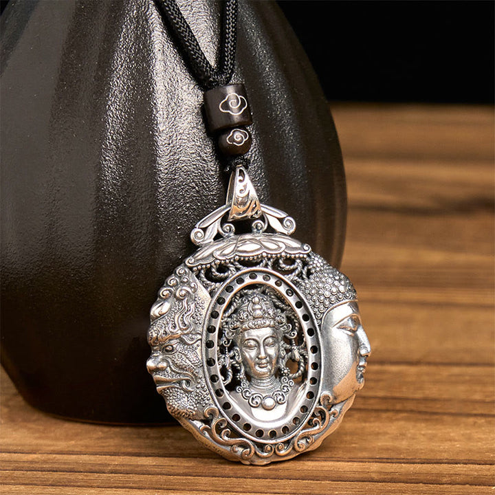 Buddha Stones Collier pendentif Sérénité en cuivre avec motif Bouddha et diable - image 10
