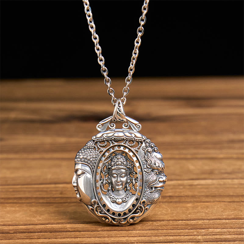 Buddha Stones Collier pendentif Sérénité en cuivre avec motif Bouddha et diable - image 1