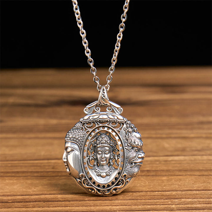 Buddha Stones Collier pendentif Sérénité en cuivre avec motif Bouddha et diable - image 1