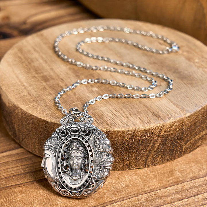 Buddha Stones Collier pendentif Sérénité en cuivre avec motif Bouddha et diable - image 2