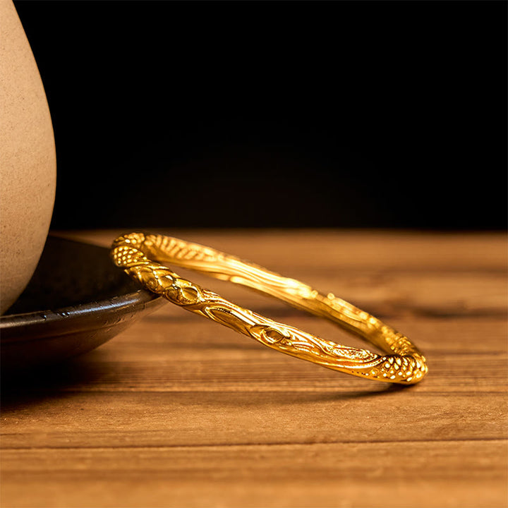 Bracelet jonc en cuivre plaqué or avec Buddha Stones et cercle creux - image 4