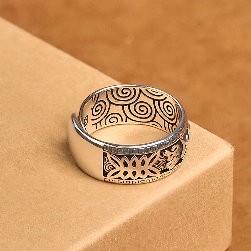 Bague de richesse réglable en cuivre Buddha Stones Om Mani Padme Hum - image 2