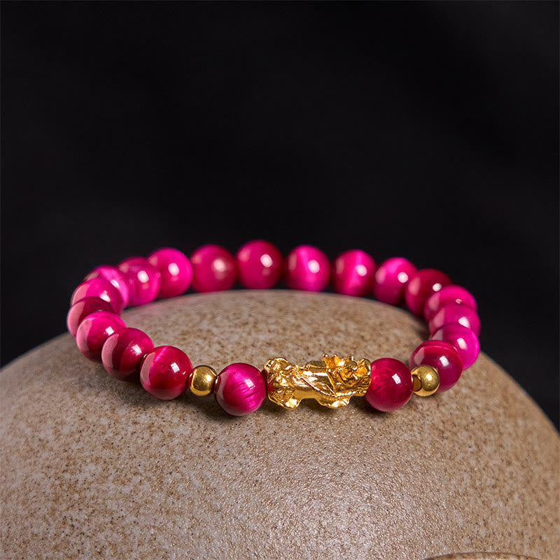 Bracelet Pixiu en perles œil de tigre de différentes couleurs , Buddha Stones, richesse et courage - image 13