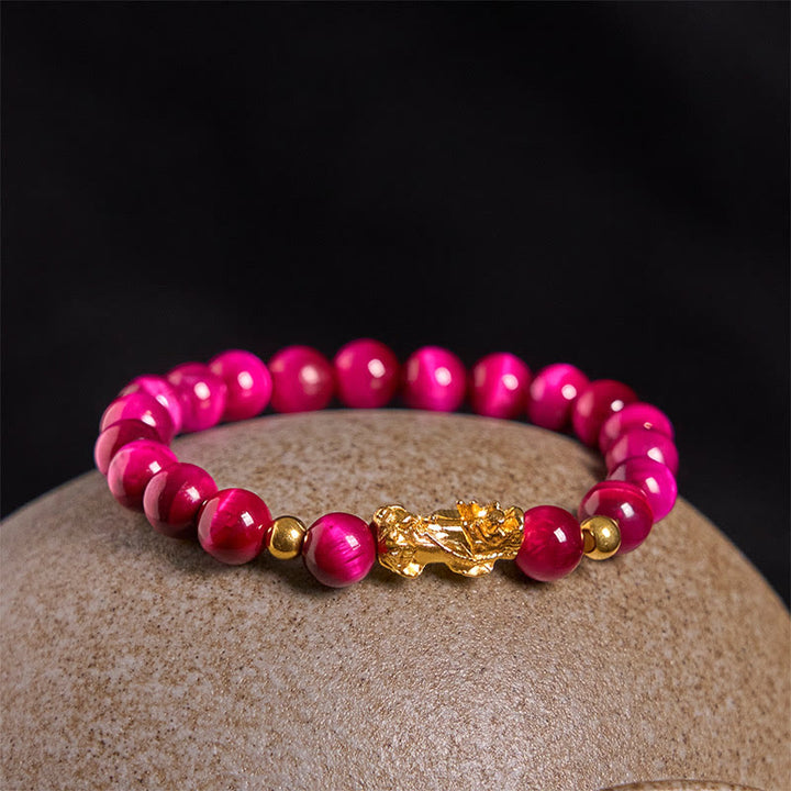 Bracelet Pixiu en perles œil de tigre de différentes couleurs , Buddha Stones, richesse et courage - image 13