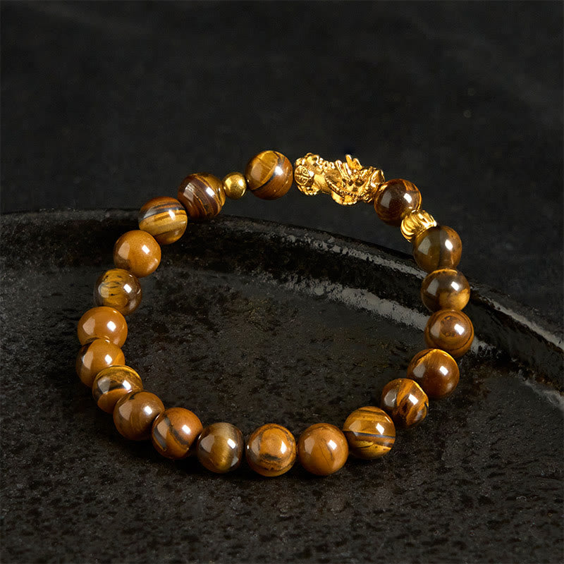 Bracelet Pixiu en perles œil de tigre de différentes couleurs , Buddha Stones, richesse et courage - image 3