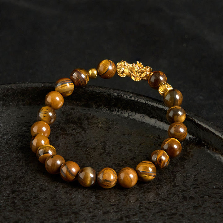 Bracelet Pixiu en perles œil de tigre de différentes couleurs , Buddha Stones, richesse et courage - image 3