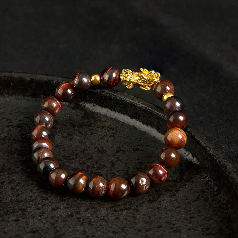 Bracelet Pixiu en perles œil de tigre de différentes couleurs , Buddha Stones, richesse et courage - image 18