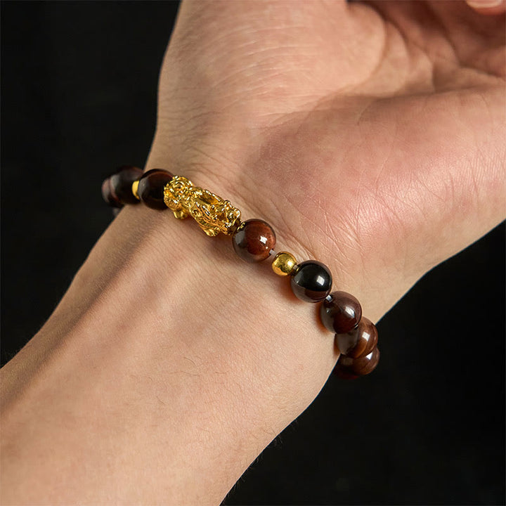 Bracelet Pixiu en perles œil de tigre de différentes couleurs , Buddha Stones, richesse et courage - image 19