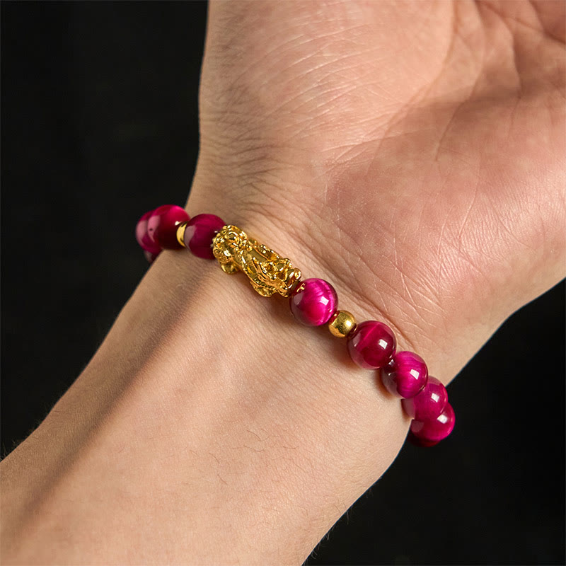 Bracelet Pixiu en perles œil de tigre de différentes couleurs , Buddha Stones, richesse et courage - image 15