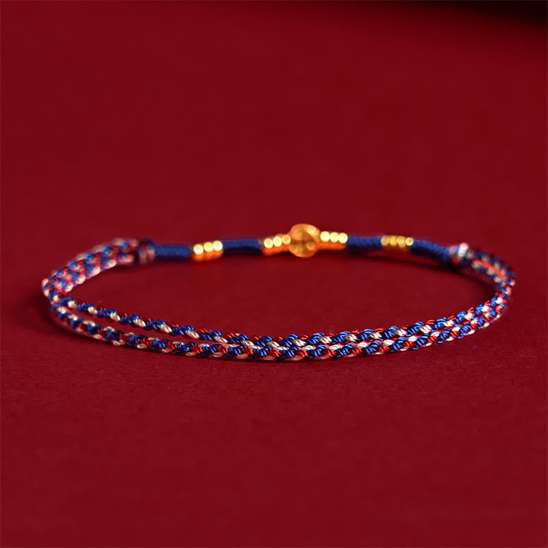 Bracelet porte-bonheur en cuivre tressé à la main avec Buddha Stones et pièces de monnaie rouges - image 10