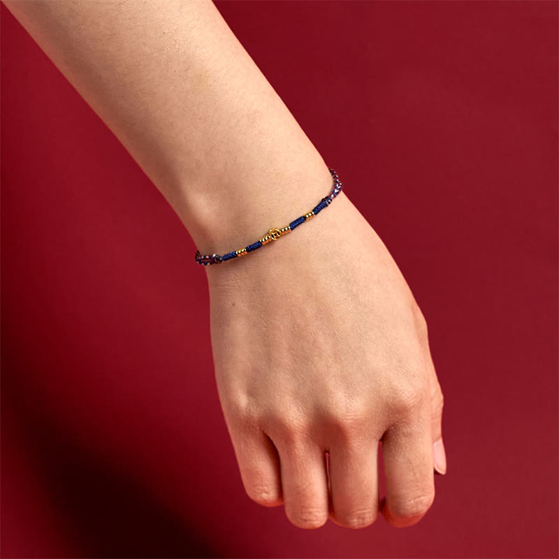 Bracelet porte-bonheur en cuivre tressé à la main avec Buddha Stones et pièces de monnaie rouges - image 12