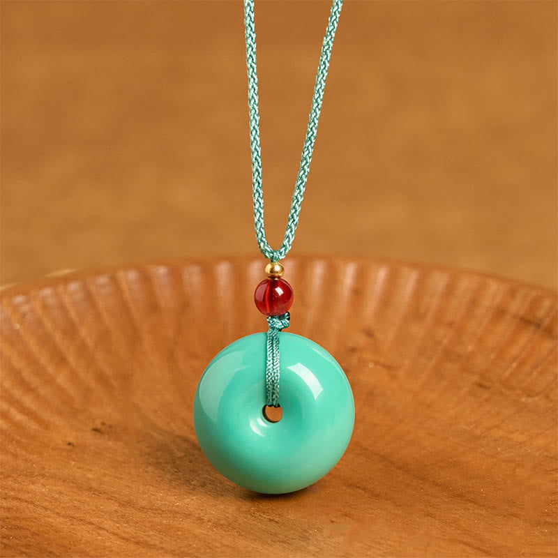 Collier avec pendentif en corde et boucle de paix turquoise et Buddha Stones - Turquoise - image 1