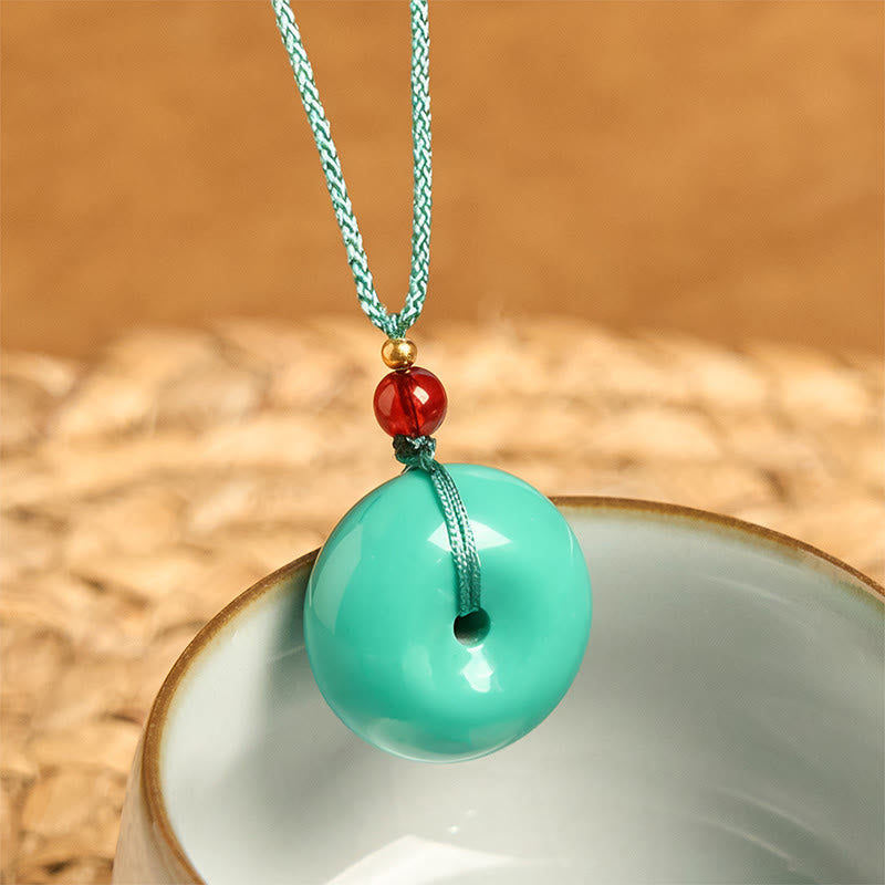 Collier avec pendentif en corde et boucle de paix turquoise et Buddha Stones - image 2