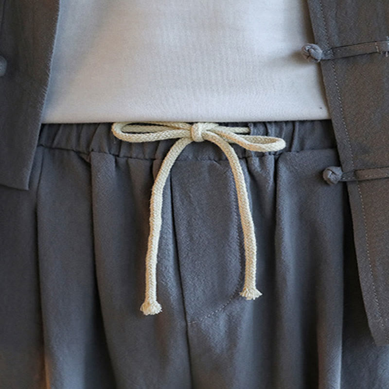 Ensemble 2 pièces de costume Zen Tang pour homme avec chemise à manches longues et pantalon à boutons de Buddha Stones et poches - image 13