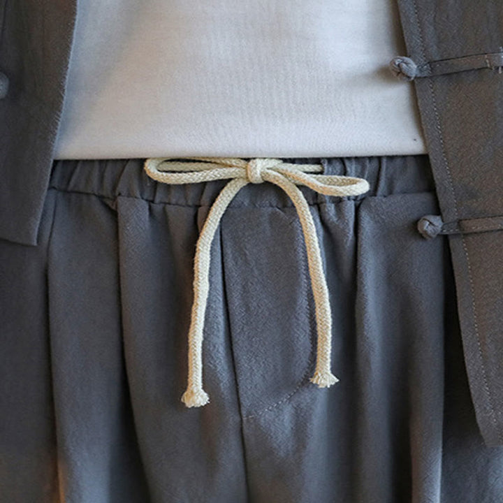 Ensemble 2 pièces de costume Zen Tang pour homme avec chemise à manches longues et pantalon à boutons de Buddha Stones et poches - image 13