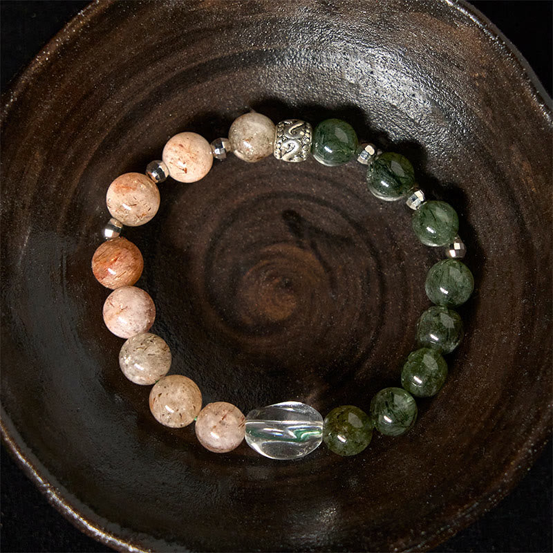 Bracelet de richesse Super Seven en quartz rutile vert naturel Buddha Stones - image 3