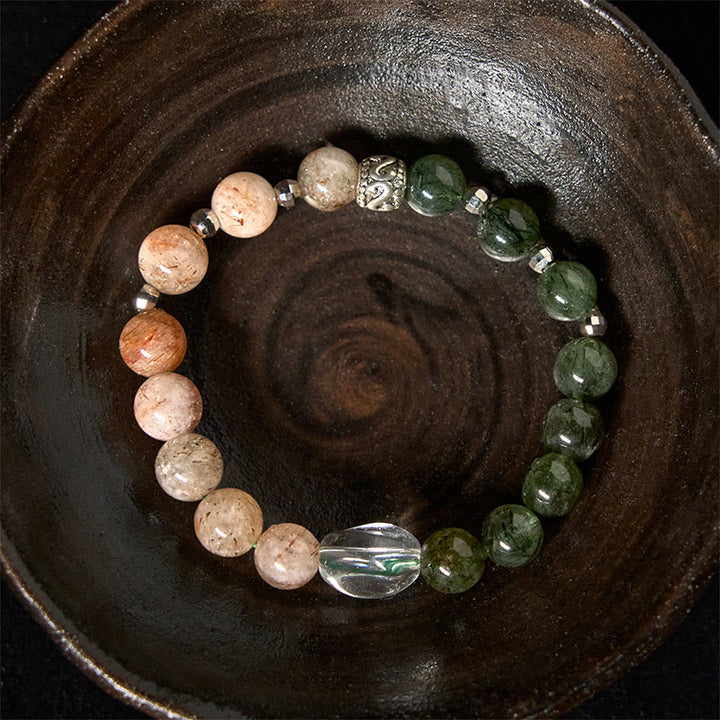Bracelet de richesse Super Seven en quartz rutile vert naturel Buddha Stones - image 3