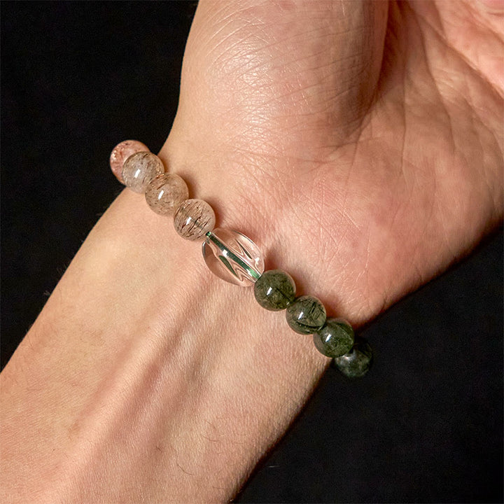 Bracelet de richesse Super Seven en quartz rutile vert naturel Buddha Stones - image 5