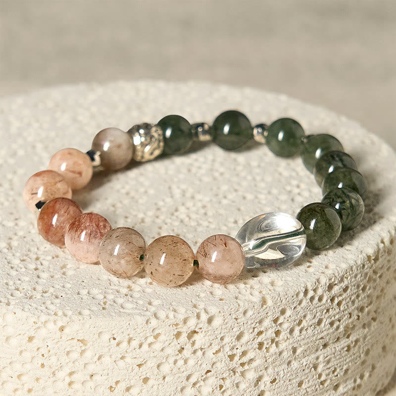 Bracelet de richesse Super Seven en quartz rutile vert naturel Buddha Stones - image 2