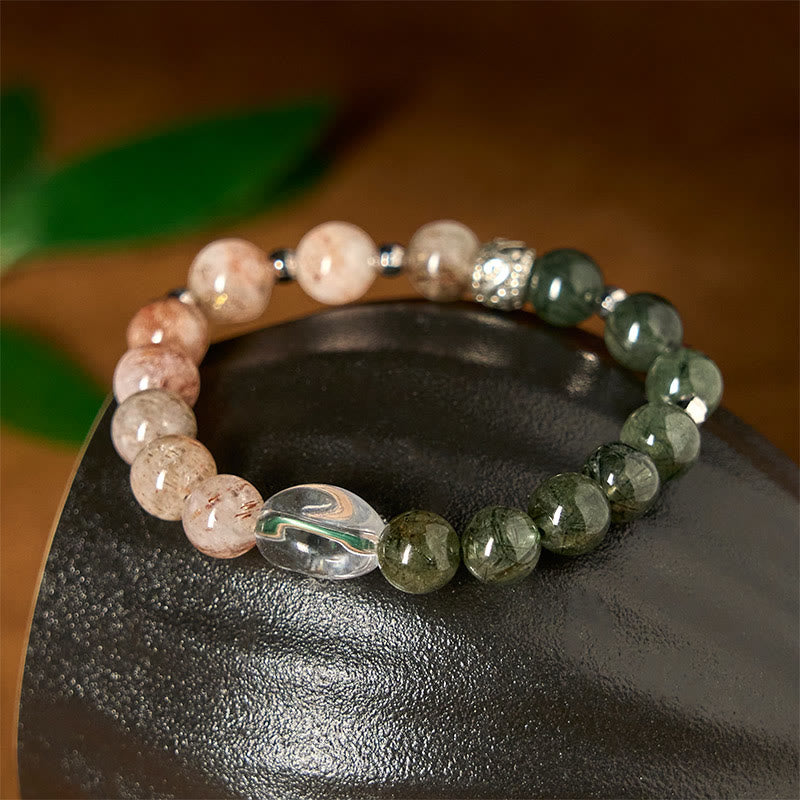 Bracelet de richesse Super Seven en quartz rutile vert naturel Buddha Stones - image 4