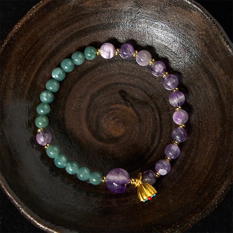 Bracelet d'équilibre en jade, améthyste et lotus naturel Buddha Stones - image 3