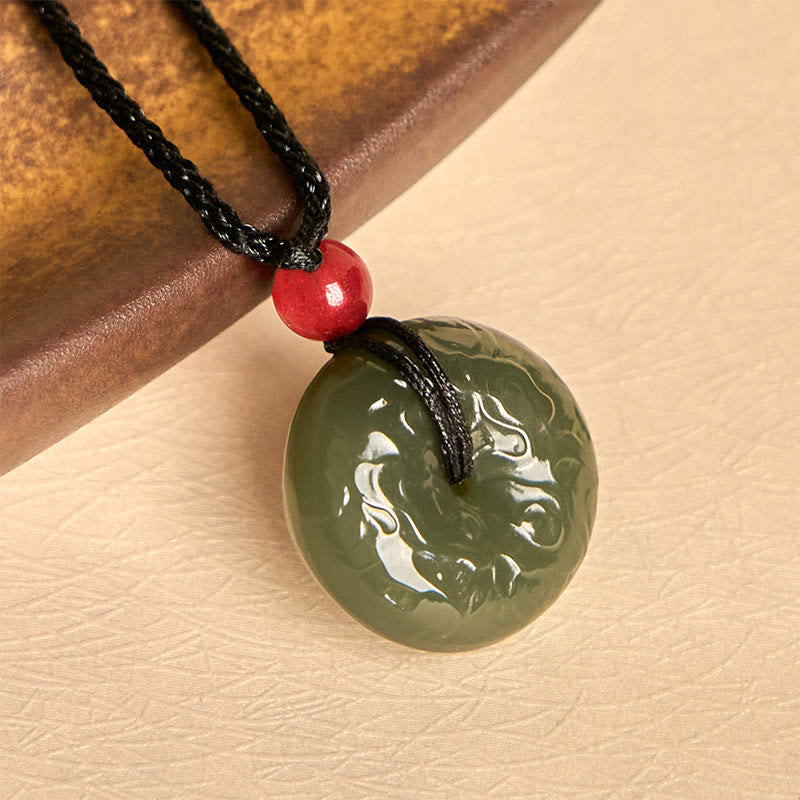 Collier en jade cyan avec pendentif porte-bonheur et Buddha Stones - image 2