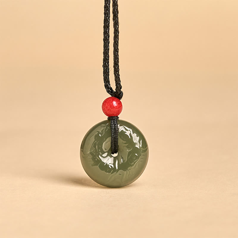 Collier en jade cyan avec pendentif porte-bonheur et Buddha Stones - image 4