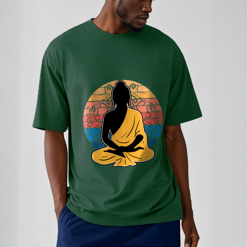 T-shirt décontracté en coton à motif Bouddha méditant coloré avec Buddha Stones de Bouddha - image 12