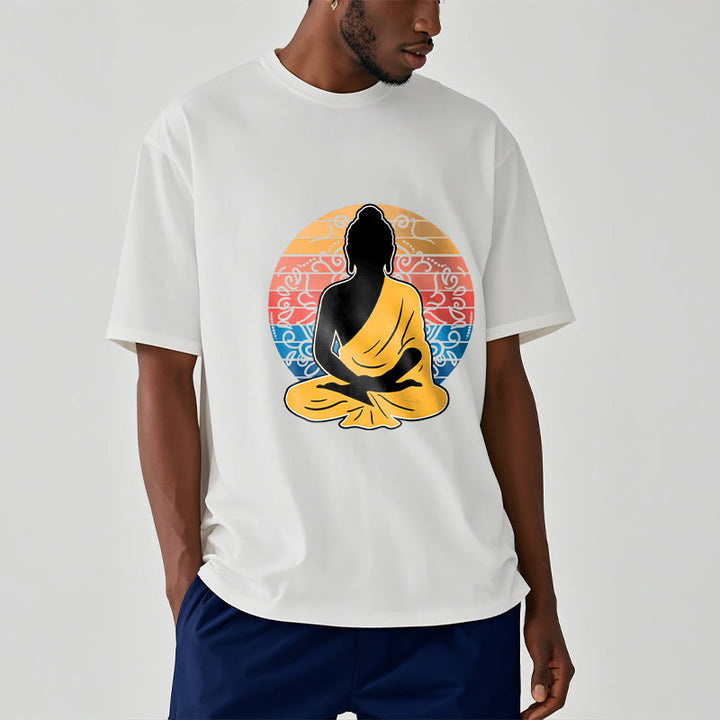 T-shirt décontracté en coton à motif Bouddha méditant coloré avec Buddha Stones de Bouddha - image 7